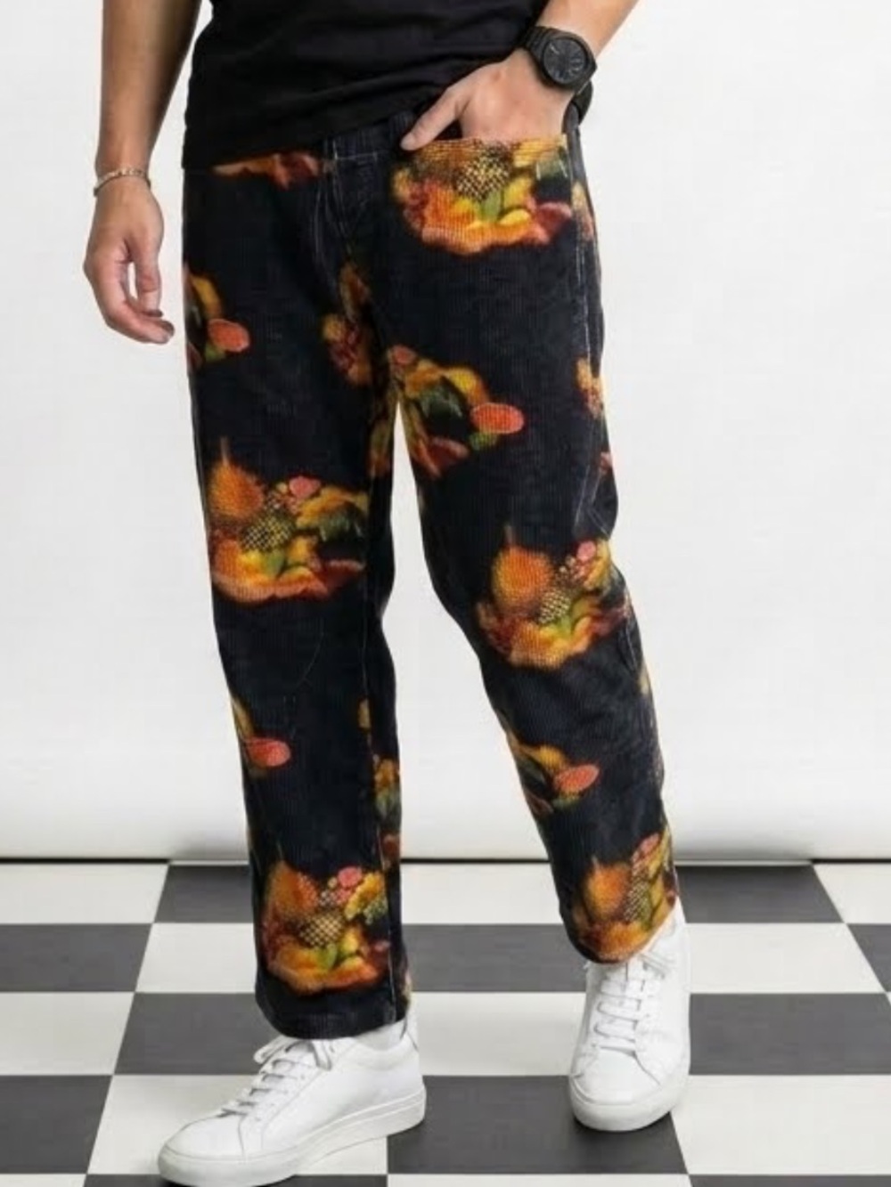 New FLAN Labs Men’s Streetwear Corduroy Relaxed Straight Leg Joggers Pants Small